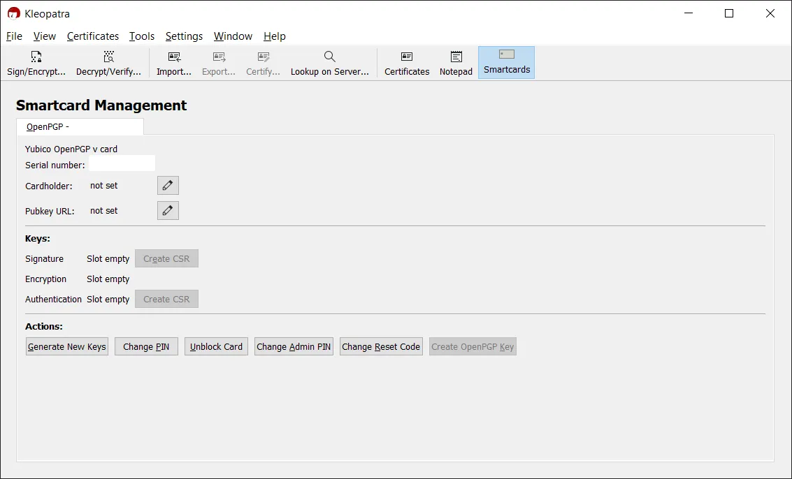 A YubiKey that has never been used before